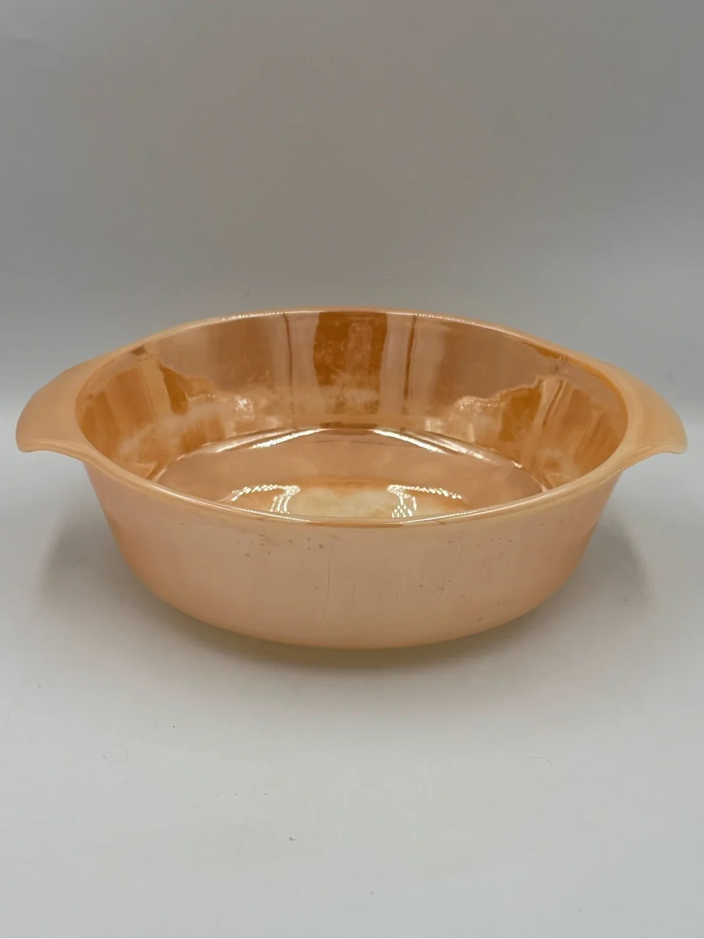 Vintage Anchor Hocking Peach Luster Casserole 1.5qt with Handles